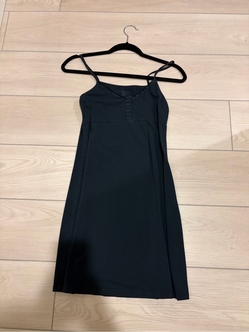 Brandy Melville Black Mini Slip Dress With Button Front